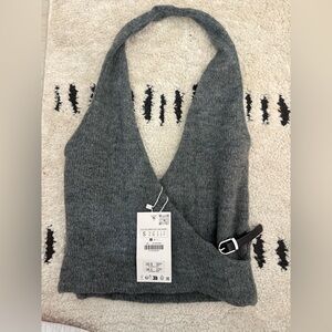 Gray Zara Wool blend halter top NWT size small